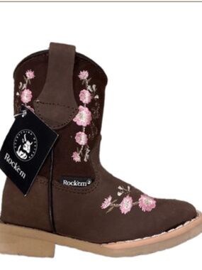Rock EM Little Girls' Brown Boots (Dark Brown Suede), BOHO/Folklore - Size 13